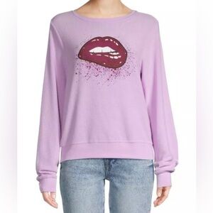 Wildfox Confetti Lips Graphic Pullover Size Large NWT